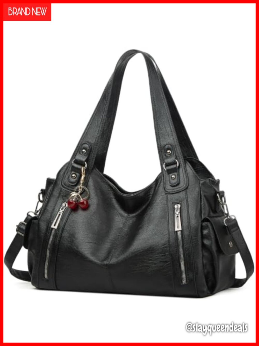 Faux Leather Slouchy Hobo Shoulder Bag Crossbody Satchel Tote